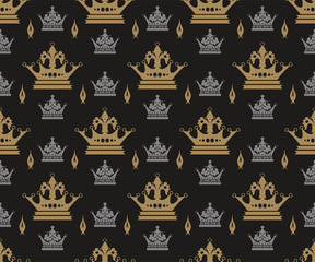 Dark Seamless Pattern in Royal Style. Wallpaper Texture