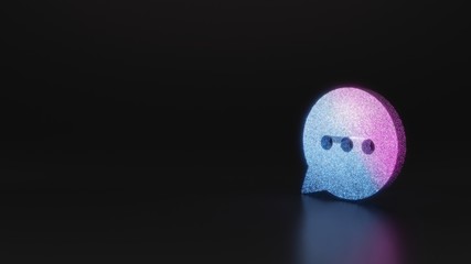 science glitter symbol of rounded chat bubble icon 3D rendering