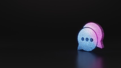 science glitter symbol of two rounded chat bubbles icon 3D rendering