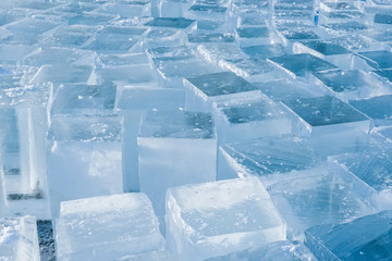 ice square blocks winter background