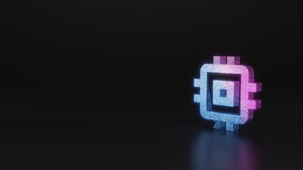 science glitter symbol of computer icon 3D rendering