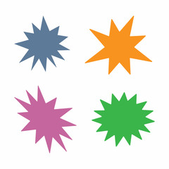 Set of isolated colored starbursts. Vector illustration. - 295095756