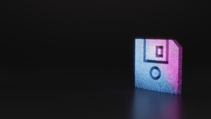 science glitter symbol of diskette icon 3D rendering