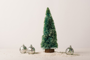 Christmas tree on bright background