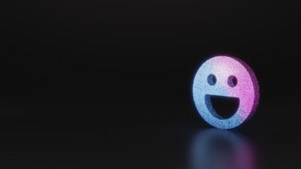 science glitter symbol of emoticons joyful  icon 3D rendering
