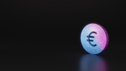 science glitter symbol of euro  icon 3D rendering