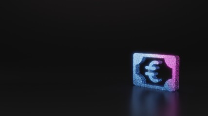science glitter symbol of euro  icon 3D rendering