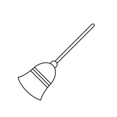 vector illustration of a broom line icon symbol