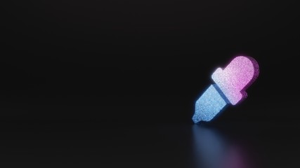 science glitter symbol of eye dropper icon 3D rendering