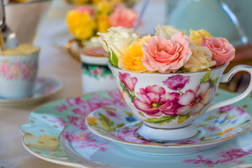Roses in a cup of tea