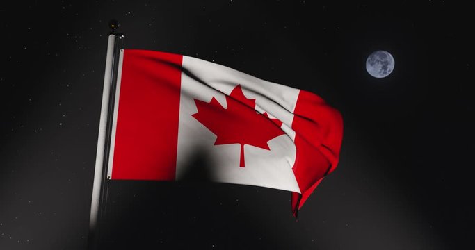 Flag Of Canada Waving In The Wind Has Canadian Maple Leaf Design. A Banner Or Emblem Of Freedom, Politics And Patriotism - 30fps 4k Slow Motion Video