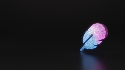 science glitter symbol of feather icon 3D rendering