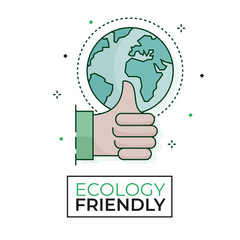 Green world icon - Ecology friendly - Editable stroke	