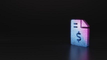 science glitter symbol of file invoice dollar icon 3D rendering