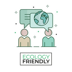 Ecological discussion icon - Ecology friendly - Editable stroke	