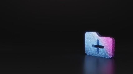 science glitter symbol of folder plus icon 3D rendering