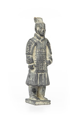 Warrior statue army of Qin Shi Huang First Emperor of China isolated on white background.