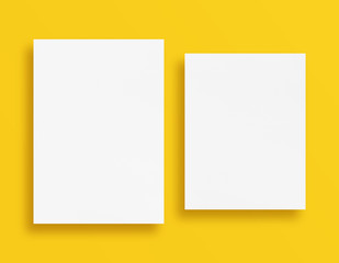 Paper photo mockup. Empty white paper sheet mockup. Paper, letter, card ,invitation. Template for branding identity. Photo mockup with clipping path.