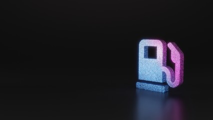 science glitter symbol of gas pump icon 3D rendering