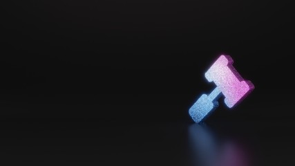 science glitter symbol of gavel icon 3D rendering
