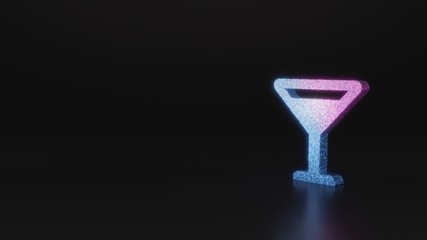 science glitter symbol of glass martini  icon 3D rendering