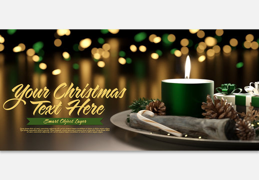 Christmas Scene Mockup with Green Elements