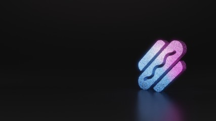 science glitter symbol of hotdog icon 3D rendering