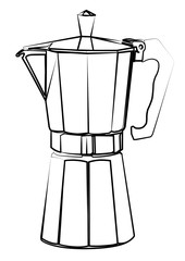 moka pot contour vector illustration