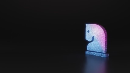 science glitter symbol of chess knight icon 3D rendering © Destrosvet