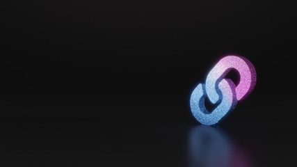 science glitter symbol of link icon 3D rendering