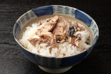 鯖の水煮をのせたご飯