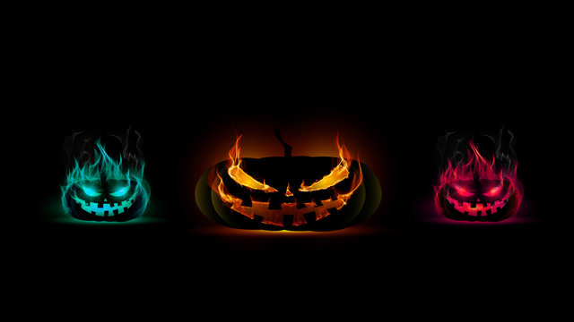 zucca halloween, fuoco, in fiamme, paura, spaventoso,