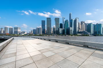 Obraz premium floor with city skyline