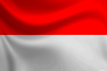 Obraz premium The flag of Indonesia waving on texture fabric.Patriotic symbol concept.