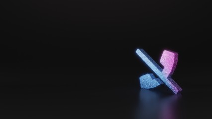 science glitter symbol of phone slash icon 3D rendering