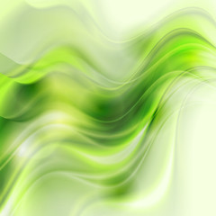 Bright green smooth liquid flowing waves abstract elegant background. Vector design
