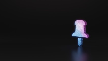 science glitter symbol of push pin icon 3D rendering