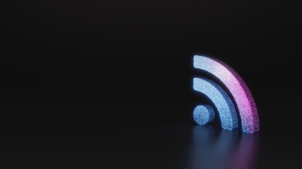 science glitter symbol of rss icon 3D rendering