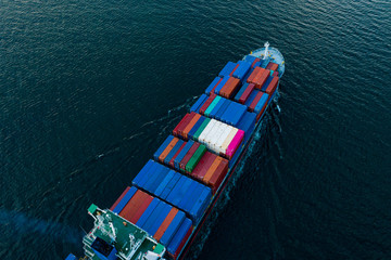 Aerial view cargo ship transportation of business logistic sea freight, Cargo ship, Cargo container...