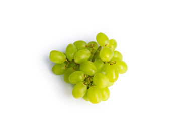 Bunch of ripe green grapes isolated on white background