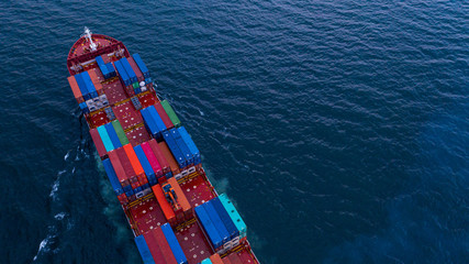 Aerial view cargo ship transportation of business logistic sea freight, Cargo ship, Cargo container...