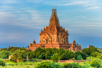 Bagan, Myanmar temples in the Archaeological Park, Burma. Sunrise