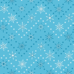 Vector Chevron Seamless Pattern of Snowflakes. Winter Traditional Holiday Wallpaper with Snow Print. Zigzag Striped Blue Background for Gift Wrapping or Textile. Christmas and New Year