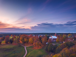 Obraz premium Kernave, historical capital city of Lithuania, aerial top view