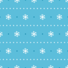 Vector Seamless Pattern of Snowflakes. Winter Traditional Holiday Wallpaper with Snow Print. Striped Blue Background for Gift Wrapping or Textile. Christmas and New Year