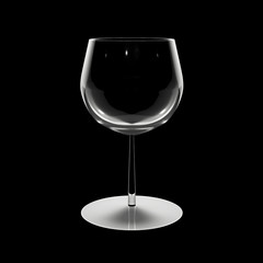 Realistic wine glass isolated on black background, 3D rendering
