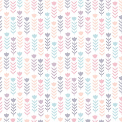 Seamless floral design in scandinavian style, vector. Organic seamless pastel background, abstract botanical motif. Cute floral pattern for kids. Floral seamless background in pastel colors