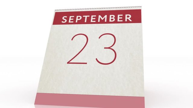 September 23 date. calendar change to September 23 animation
