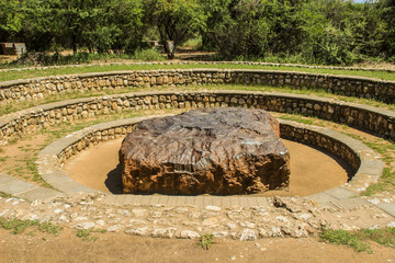 The largest meteorite in the world at Grootfontein, Namibia. A huge piece of iron from space.