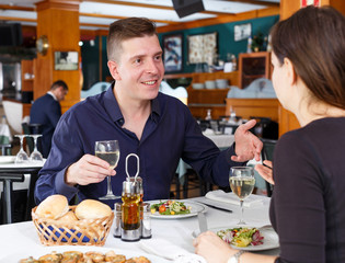 Romantic couple at restaurant